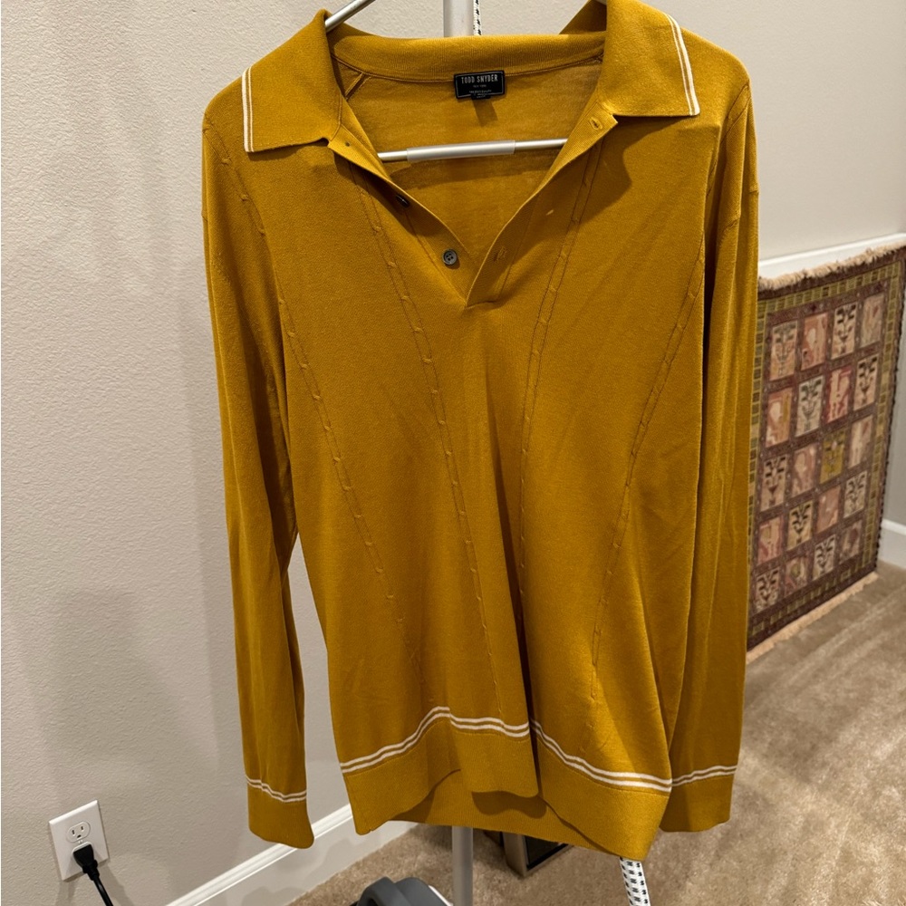 Todd Snyder Silk Cotton Blend Polo in Golden Ray